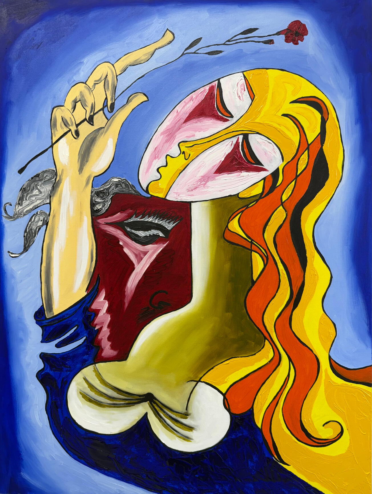 Cubist-inspired oil painting by Jerry Khach.