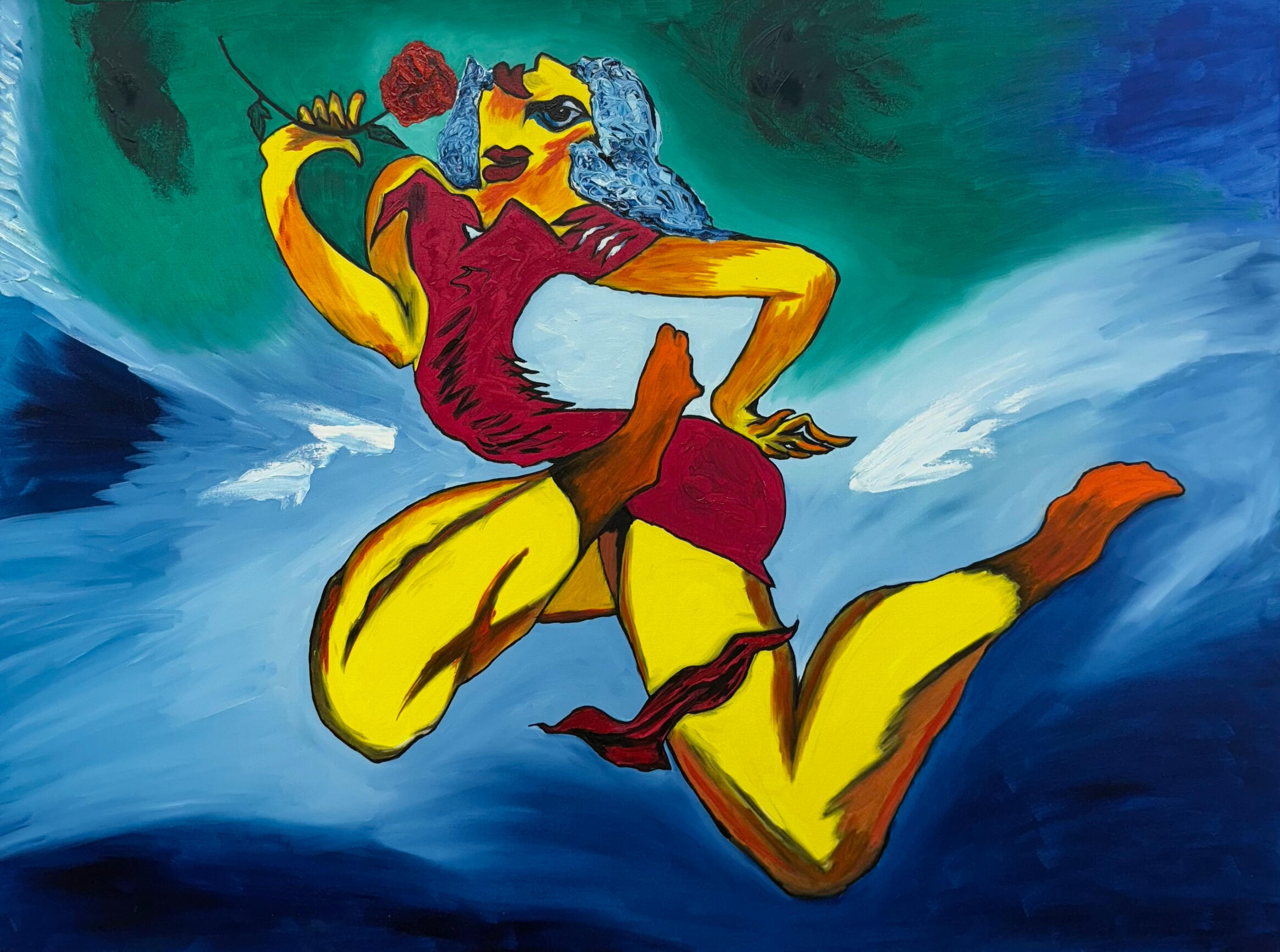 Expressive dance-themed oil painting by Jerry Khach.